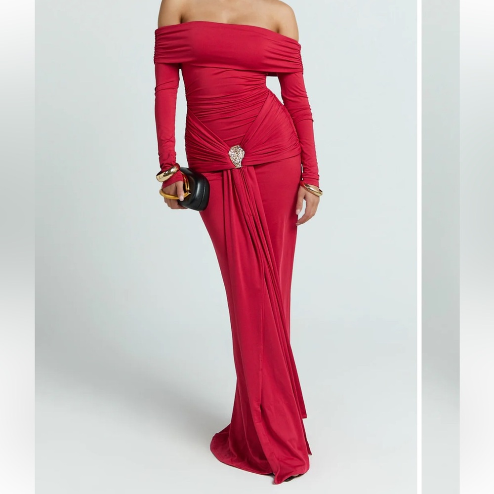 Showpo Off-Shoulder Pink Maxi Dress